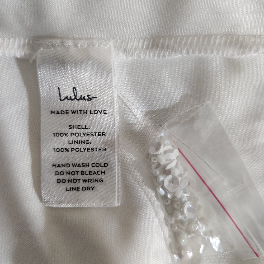 Lulus White Beaded Mermaid Wedding Dress with Sequins NWT Size Large - Picture 12 of 12